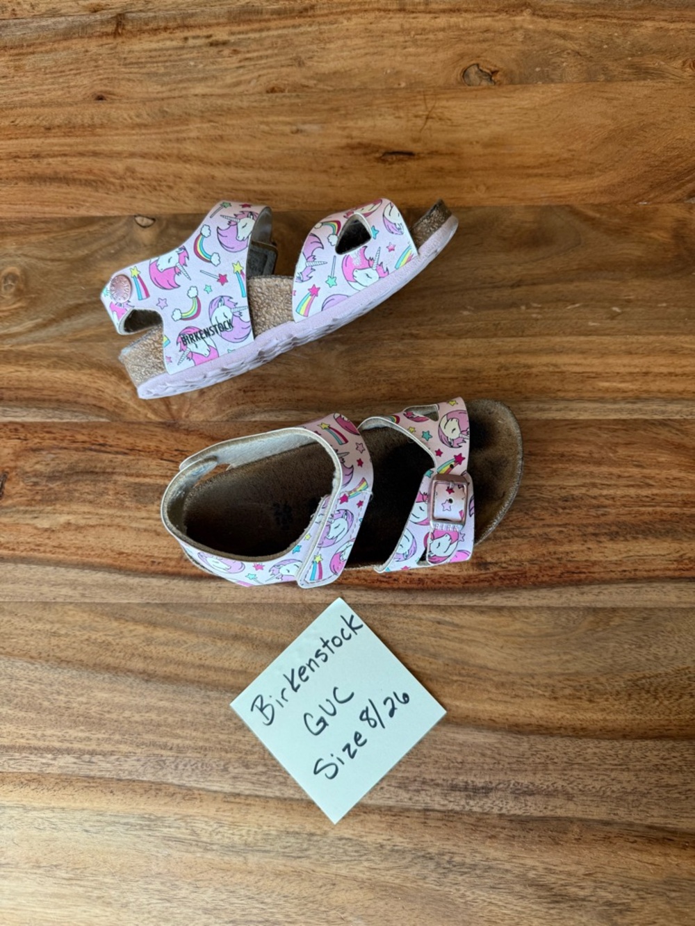 Birkenstock Kids Pink Unicorn Print Adjustable Sandals Size 8/26